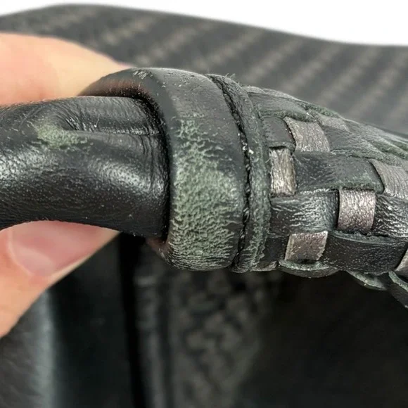 Coach F31285 Black Woven Leather Tote Shoulder Bag Zip Top Classic Everyday - Picture 12 of 13